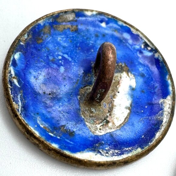 Chinese Cloisonné Buttons Set Of 3 Vtg Hand-Painted Floral Animal Blue Enamel - Picture 8 of 10